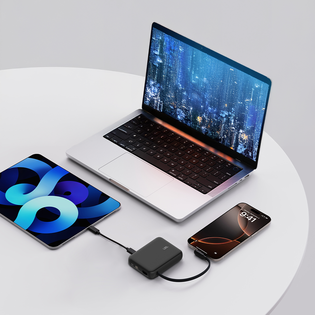 LZEL PrimeBrio 5K Mini PD Power Bank – 5000mAh, 20W, Built-in Type-C Cable | Black