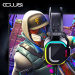 سماعة ألعاب Colusi CLS-200 سماعة رأس سلكية ميكروفون عازل للضوضاء، صوت محيطي ضوء RGB| أسود