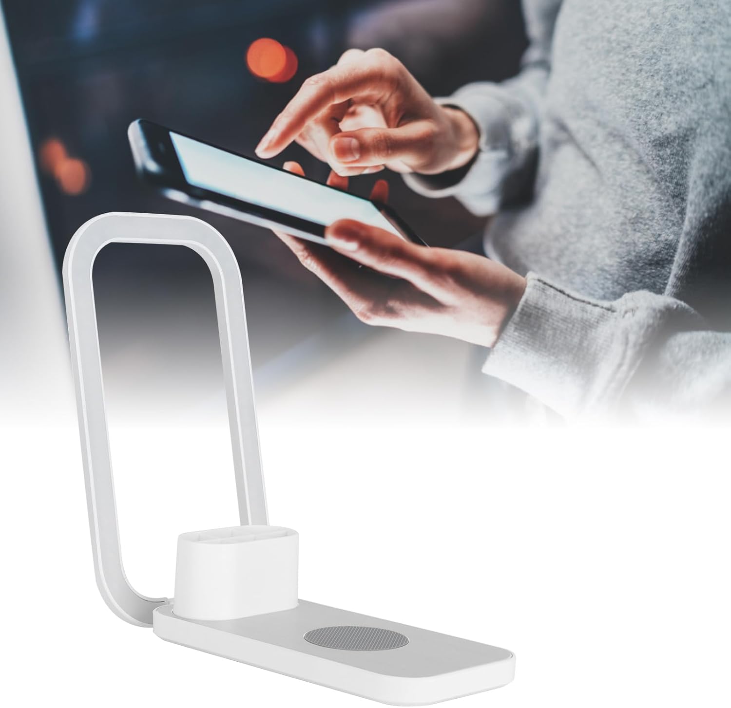 MultiFunction Desk lamp with Wireless Charger White