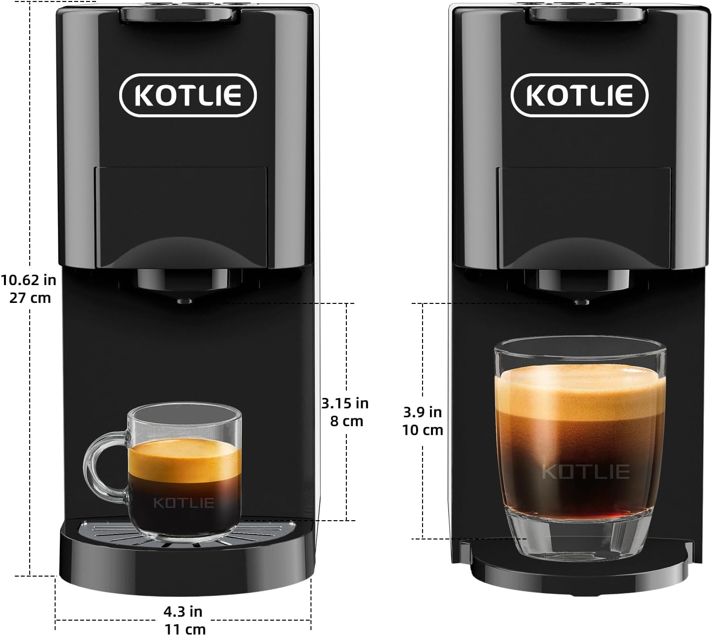 ماكينة قهوة Kotlie 5 in 1 – إسبرسو وكبسولات متعددة | ضغط 19 بار أوتوماتيكي