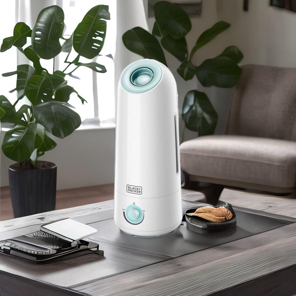 Black & Decker Air Humidifier  5L Capacity  Mist Level Control | White