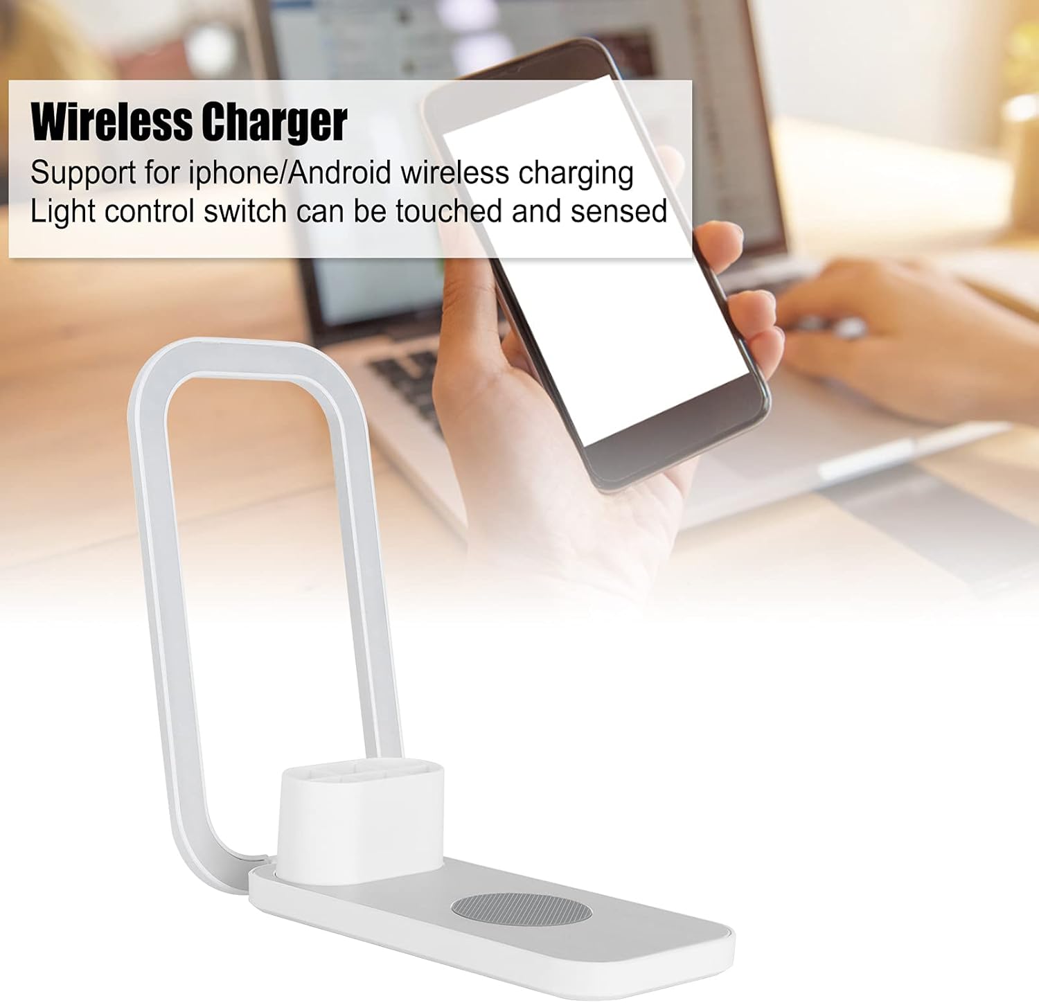 MultiFunction Desk lamp with Wireless Charger White