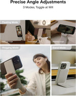 LZEL Magsafe PU Leather Card Holder And Tripod Stand Aegis Clio | Light Purple