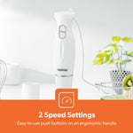 Geepas GHB6144 200W Hand Blender Set – 2-Speed Detachable Stick Blender & Whisk, Stainless Steel Blades | Ideal for Smoothies, Shakes, Purees & More