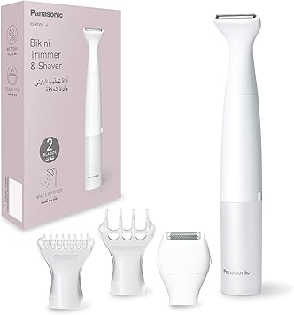 Panasonic Bikini Trimmer for Women with 4 Gentle Styling Attachments for Sensitive Areas, Wet & Dry, Battery Operated