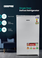 Geepas 110L Single Door Refrigerator - Free Standing Durable Double Door Refrigerator, Quick Cooling & Long-lasting Freshness, Low Noise, Defrost Refrigerator