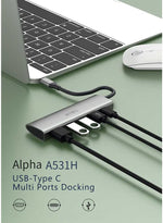 موزع Alpha 5-in-1 USB-C متعدد المنافذ من Wiwu | رمادي
