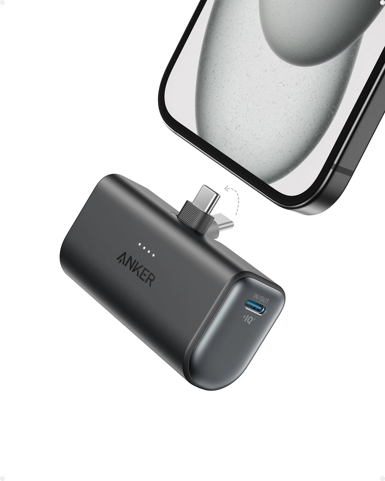 Anker 5000mAh Compact With Foldable USB-C Connector PD Fast Charging Black