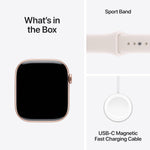 ساعة Apple Watch Series 11 GPS، 42 مم، هيكل ألومنيوم ذهبي وردي مع سوار رياضي وردي فاتح – S/M