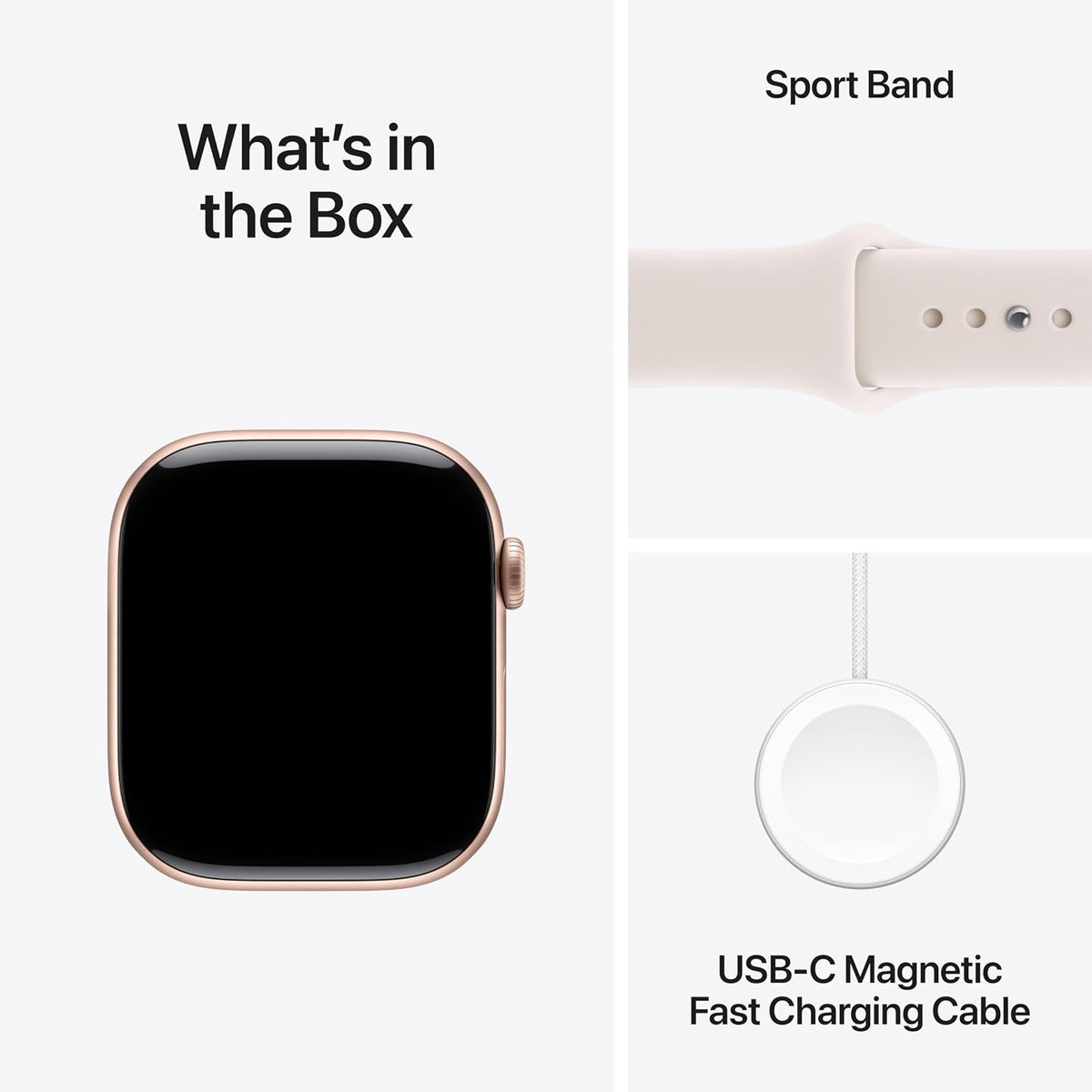 ساعة Apple Watch Series 11 GPS، 42 مم، هيكل ألومنيوم ذهبي وردي مع سوار رياضي وردي فاتح – S/M