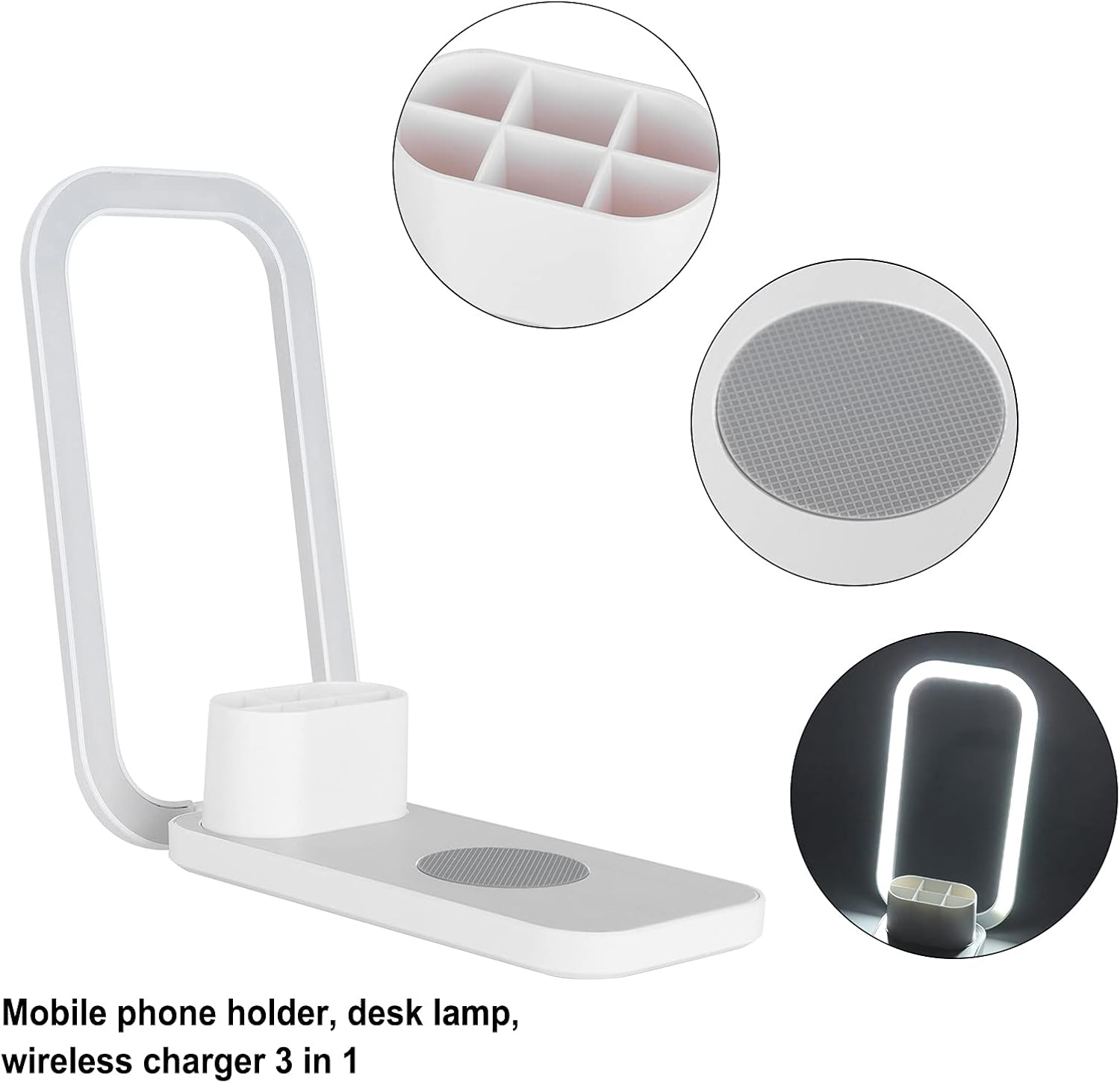 MultiFunction Desk lamp with Wireless Charger White