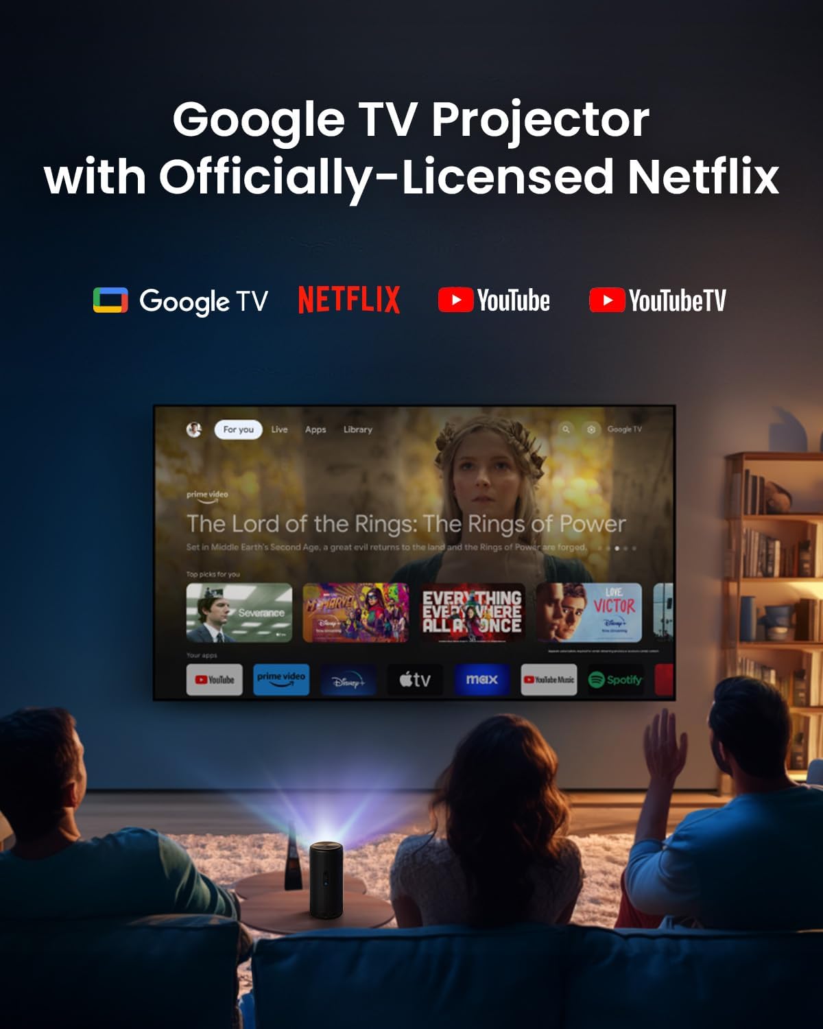 بروجيكتور نيوبولا كابسول 3 ليزر المحمول 1080p مع Google TV، صوت Dolby Audio وبطارية تدوم 2.5 ساعة | أسود