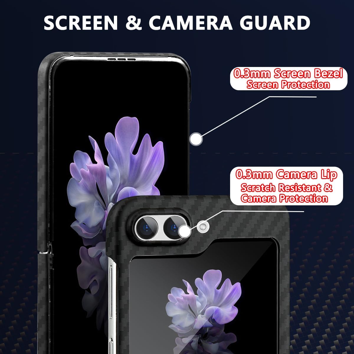 كڤر حماية Piblue سامسونج جالاكسي زد فليب 5 من ألياف الكربون | أسود