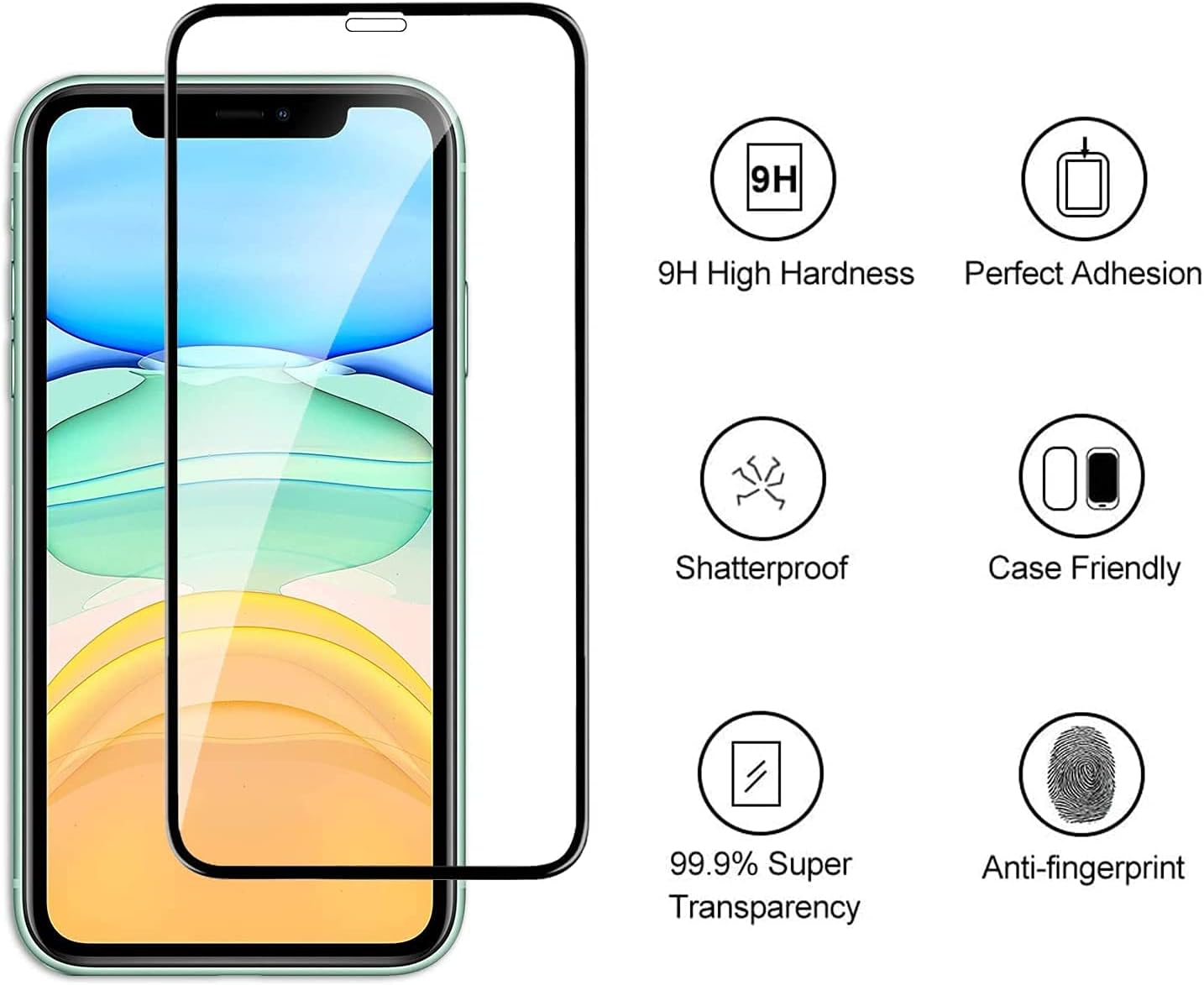 كڤر حماية شاشة زجاجي 2.5D لهاتف iPhone 11 و iPhone XR من Anank