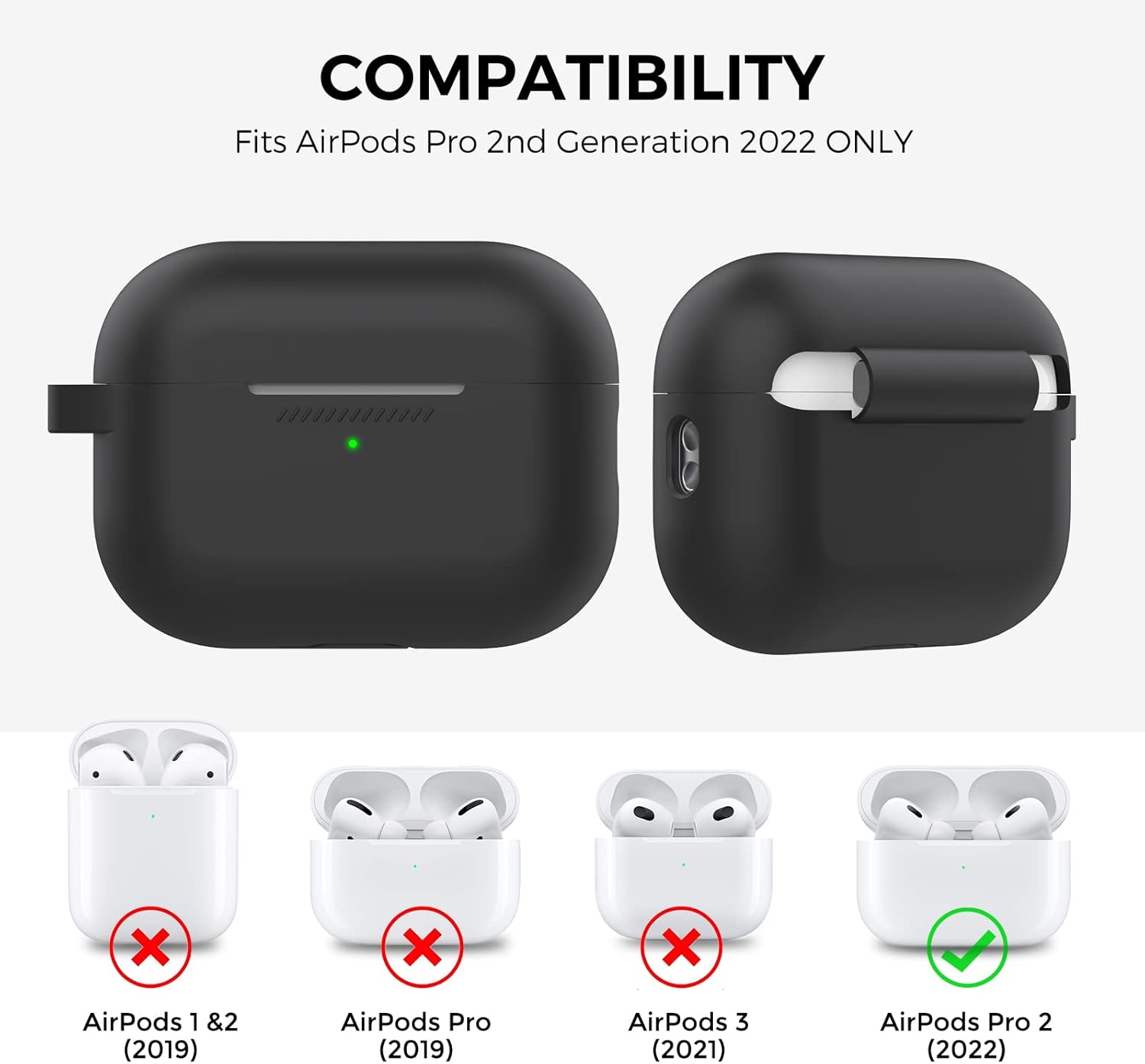 XIN_E Airpods Pro 2 Silicone Case with Hand Strap | Black