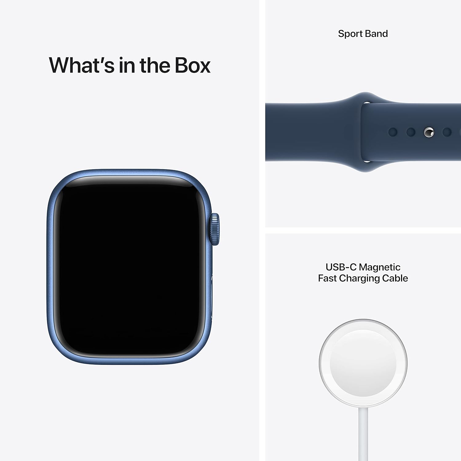  ساعة Apple Watch Series 7 – GPS + Cellular – مقاس 41 مم – علبة ألومنيوم باللون الأزرق (Blue) مع سوار رياضي لون Abyss Blue – الحجم العادي