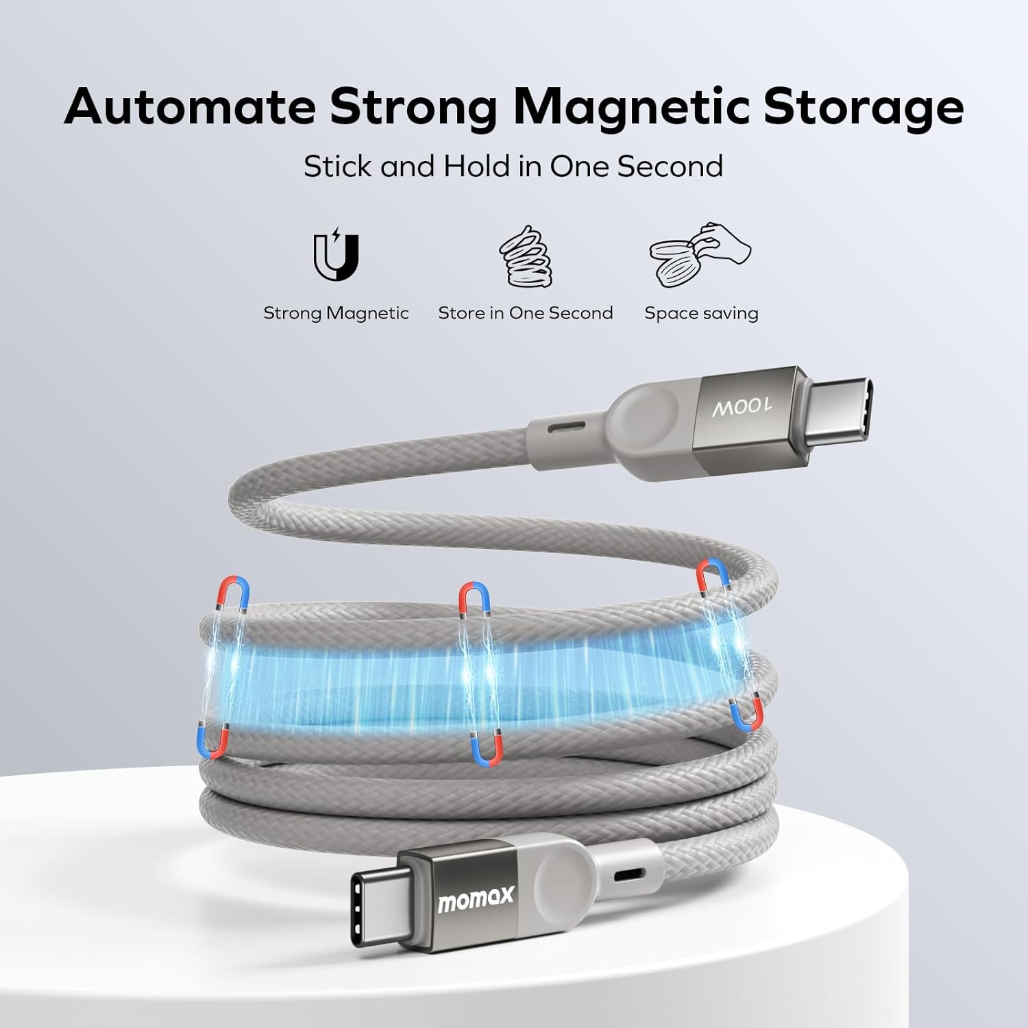 Momax MagLink 100W USB-C To USB-C Magnetic Cable 2M