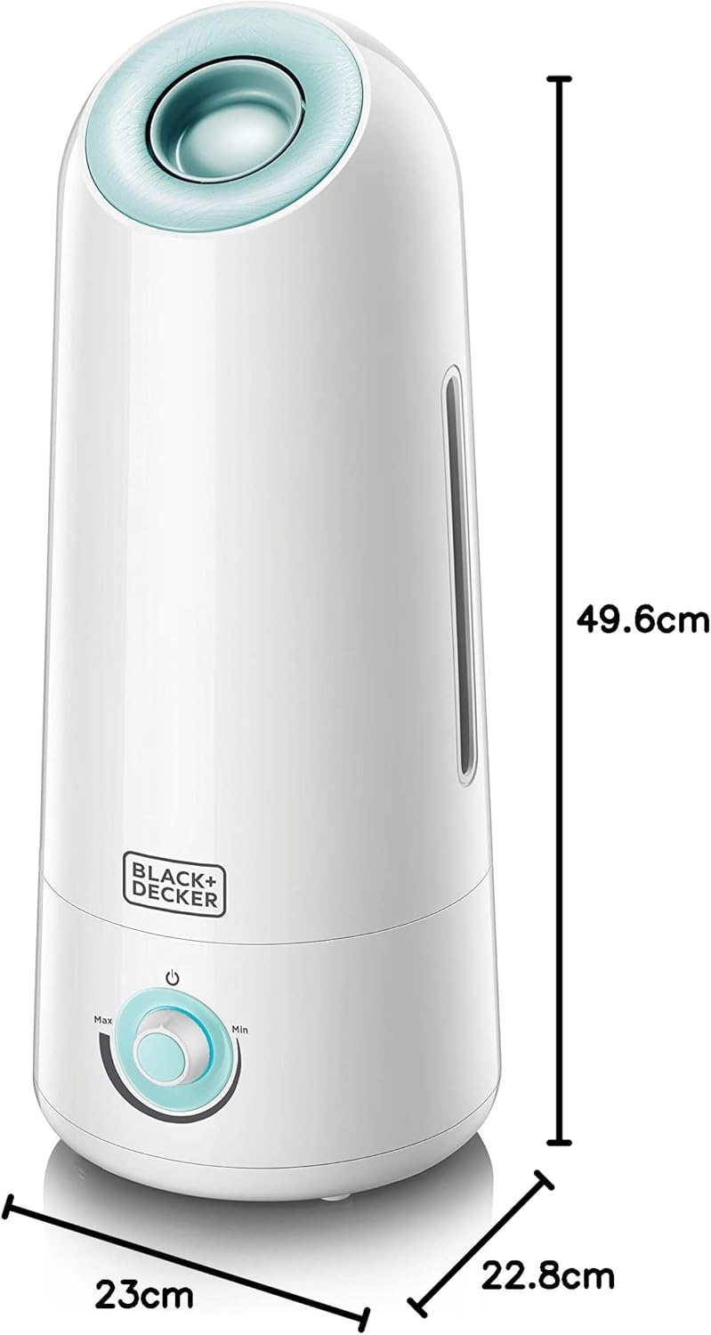 Black & Decker Air Humidifier  5L Capacity  Mist Level Control | White