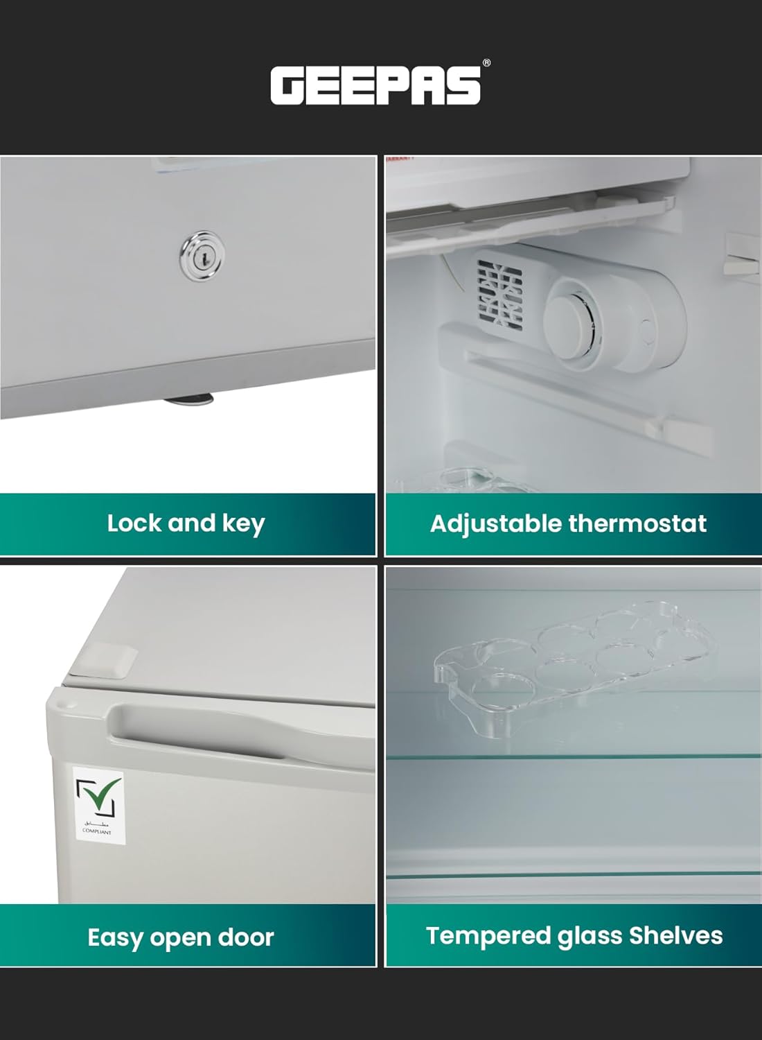 Geepas 110L Single Door Refrigerator - Free Standing Durable Double Door Refrigerator, Quick Cooling & Long-lasting Freshness, Low Noise, Defrost Refrigerator