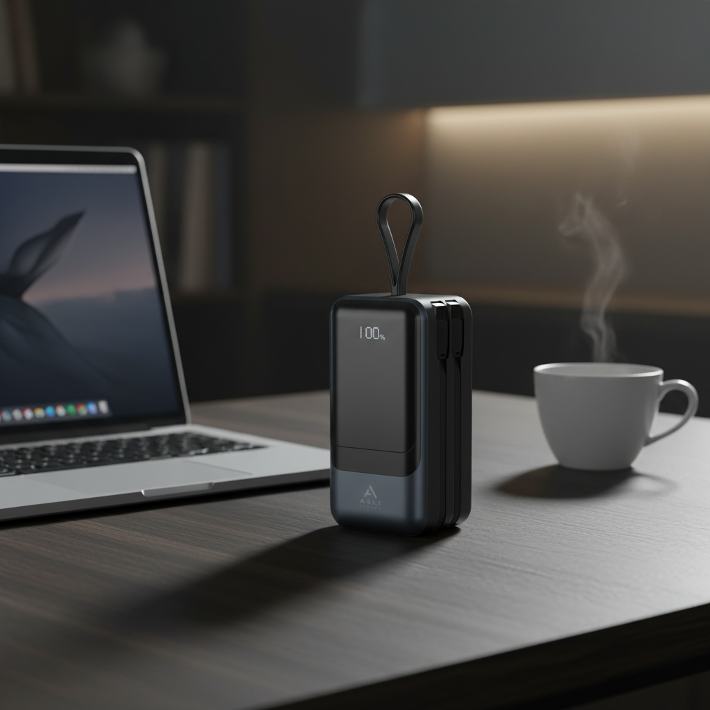 بطارية شحن متنقلة  أسلي جلوبال 2 كابلين 2 يو اس بي 20000 مللي أمبير PD | رمادي
