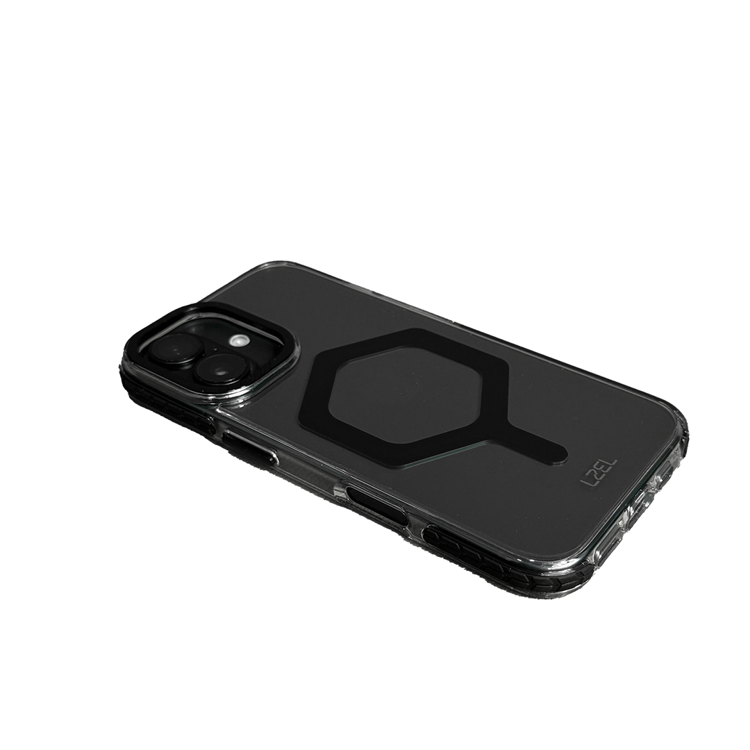 LZEL iPhone 16 Plus Mag Hexa Defender Clear Square MagSafe Case | Black