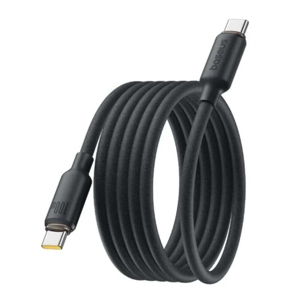 كيبل Baseus من السيليكون الرغوي للشحن ونقل البيانات USB-C إلى USB-C بقوة 100 واط بطول 1 متر | أسود 