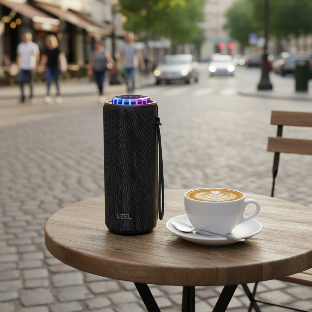 LZEL Aquilasonus Elite Waterproof  Portable Bluetooth Speaker With Vibe Lights | Black