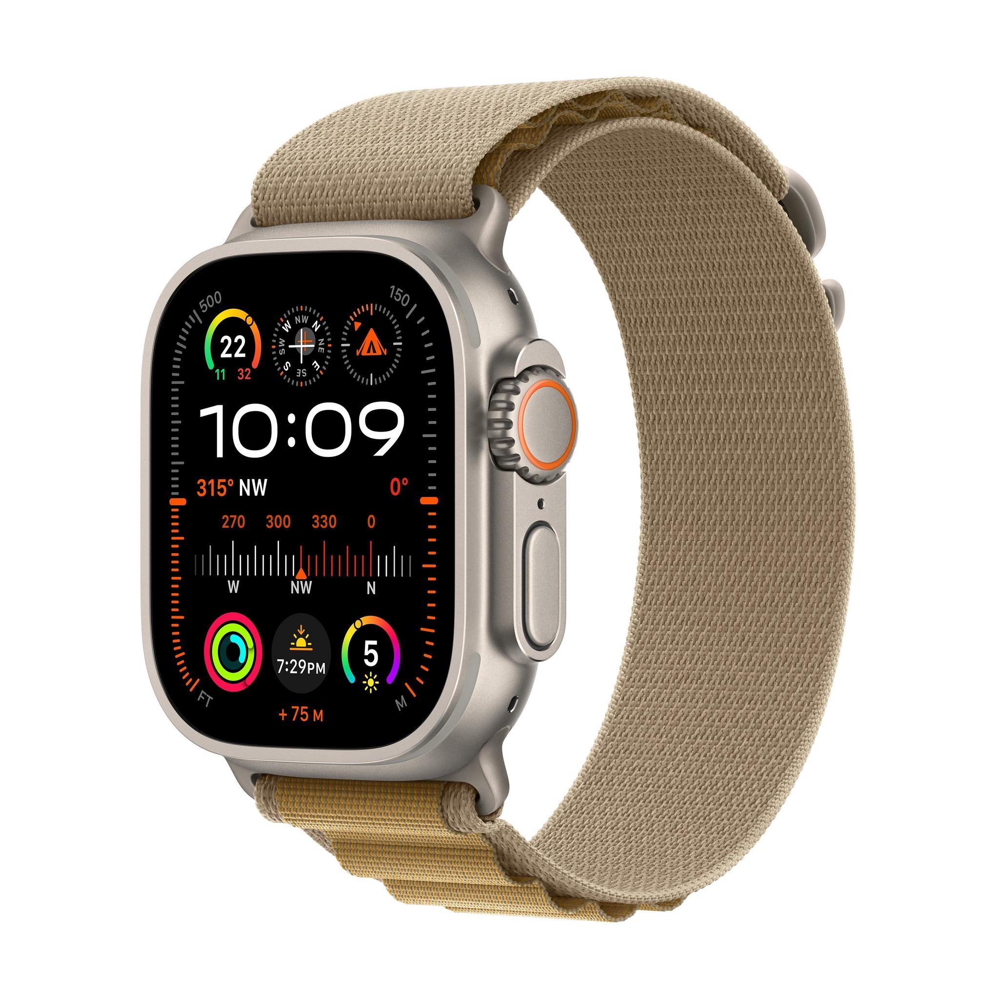 Apple Watch Ultra 2 (2024) - 49mm - GPS + Cellular - Natural Titanium Case - Tan Alpine Loop | M