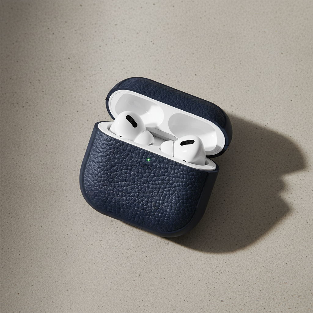 LZEL Airpods 4 Aurum Guard Premium TPU Leather Case | Blue