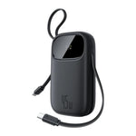 باور بانك Baseus EnerFill FC31 Qpow3 بشاشة رقمية مع كابلين USB-C مدمجين بسعة 10000mAh وقدرة 45 واط - أسود كوني