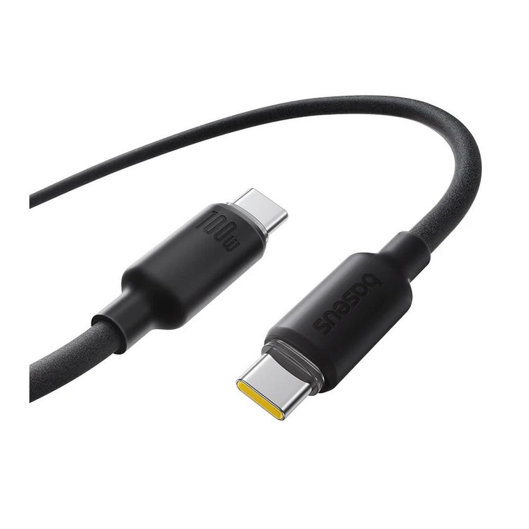 كيبل Baseus من السيليكون الرغوي للشحن ونقل البيانات USB-C إلى USB-C بقوة 100 واط بطول 1 متر | أسود 