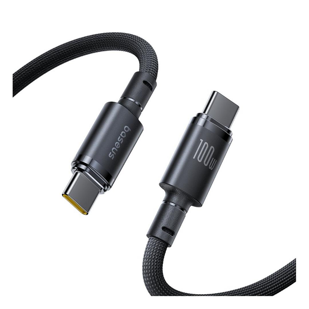 كيبل Baseus الجديد مضفر للشحن السريع USB-C إلى USB-C بقوة 100 واط بطول 2 متر | أسود