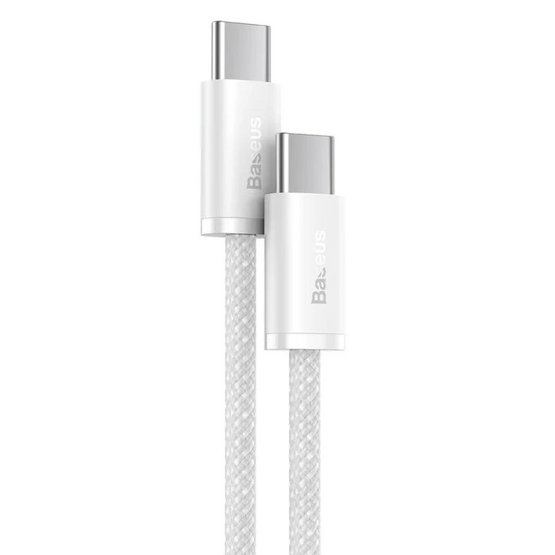 كيبل Baseus الجديد مضفر للشحن السريع USB-C إلى USB-C بقوة 100 واط بطول 2 متر | أبيض