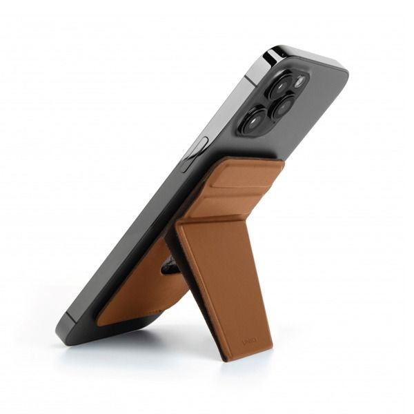 Uniq Lyft Magnetic Phone Stand and Card Holder | Brown