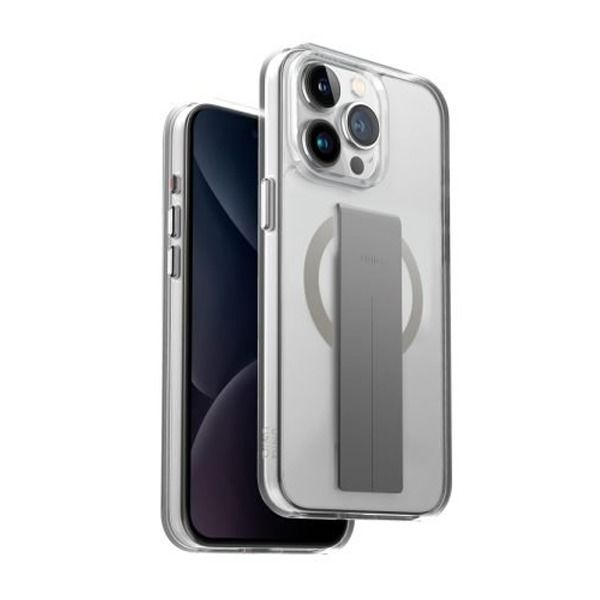 Uniq Heldro Mag iPhone 15 Pro Max Case With Integrated Flex Grip Band | Clear