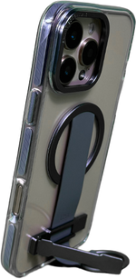 LZEL iPhone 16 Pro Max Primemag Grip Anti-drop Case With Metal Ring And Silicone Band | Clear/Gray