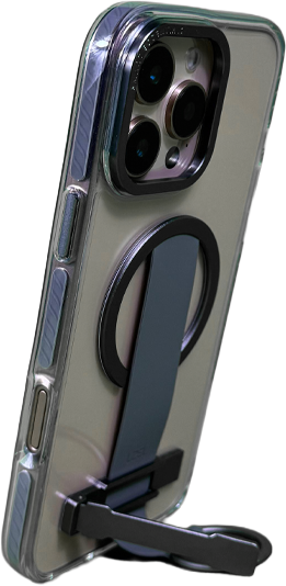 LZEL iPhone 16 Pro Max Primemag Grip Anti-drop Case With Metal Ring And Silicone Band | Clear/Gray