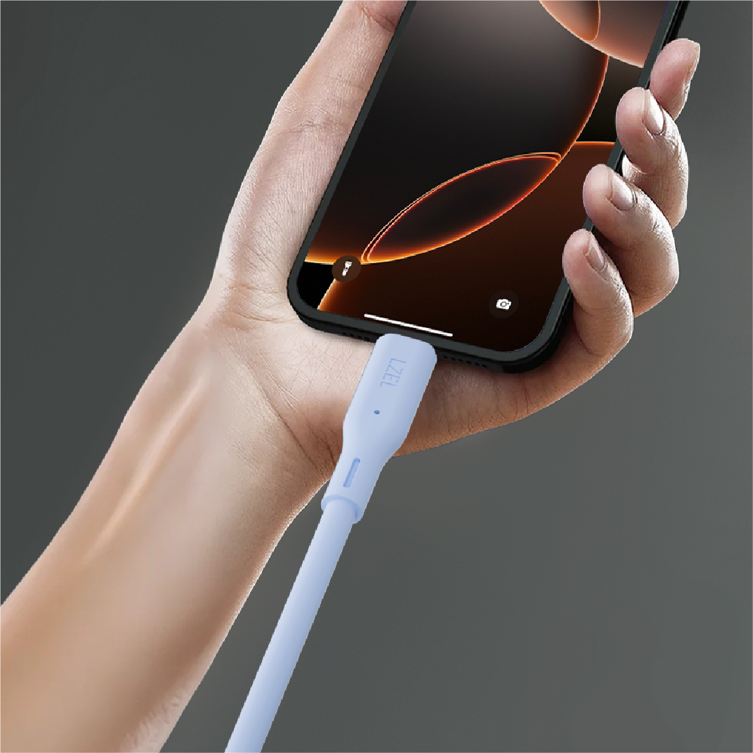 LZEL Celeris Silox CXL Soft Silicone USB-C to USB-C Cable, 480Mbps, 240W Max, 1m | Blue