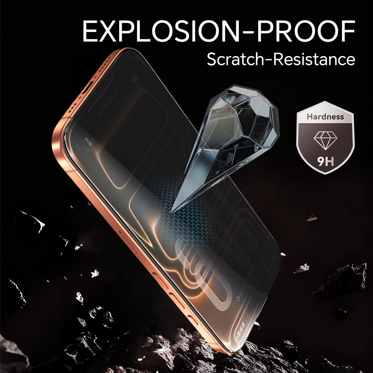 Asli Global E-Touch Shield Premium Glass With Applicator for iPhone 17 Pro Max | Privacy