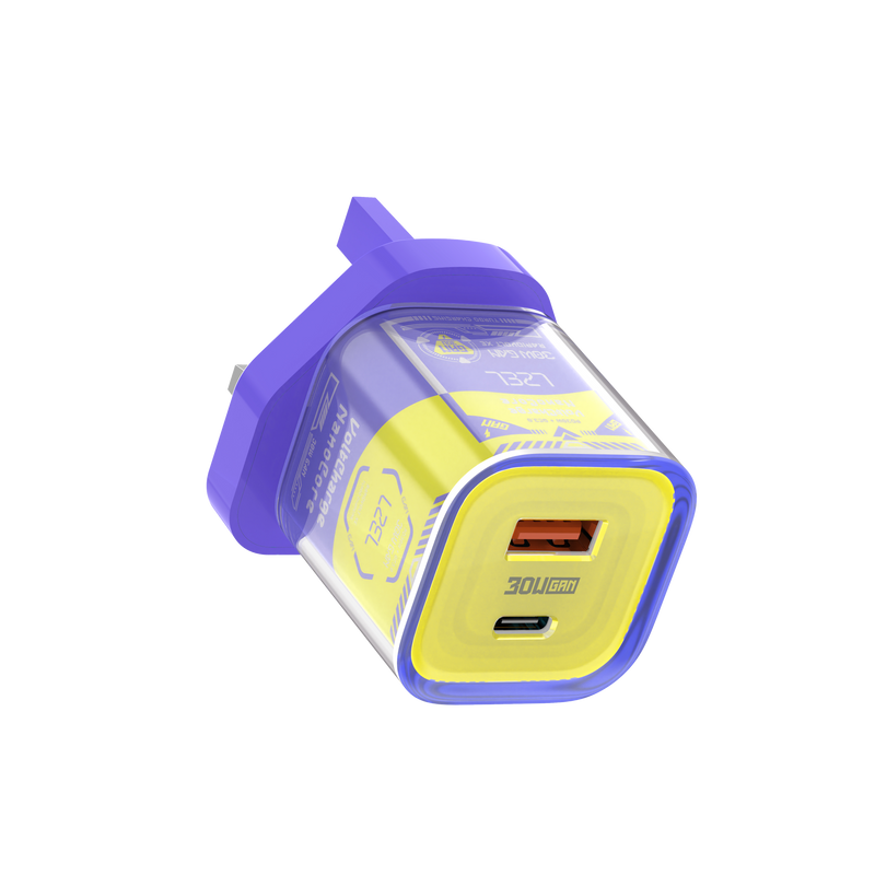 LZEL VoltCharge NanoCore – 30W GaN Transparent Wall Charger