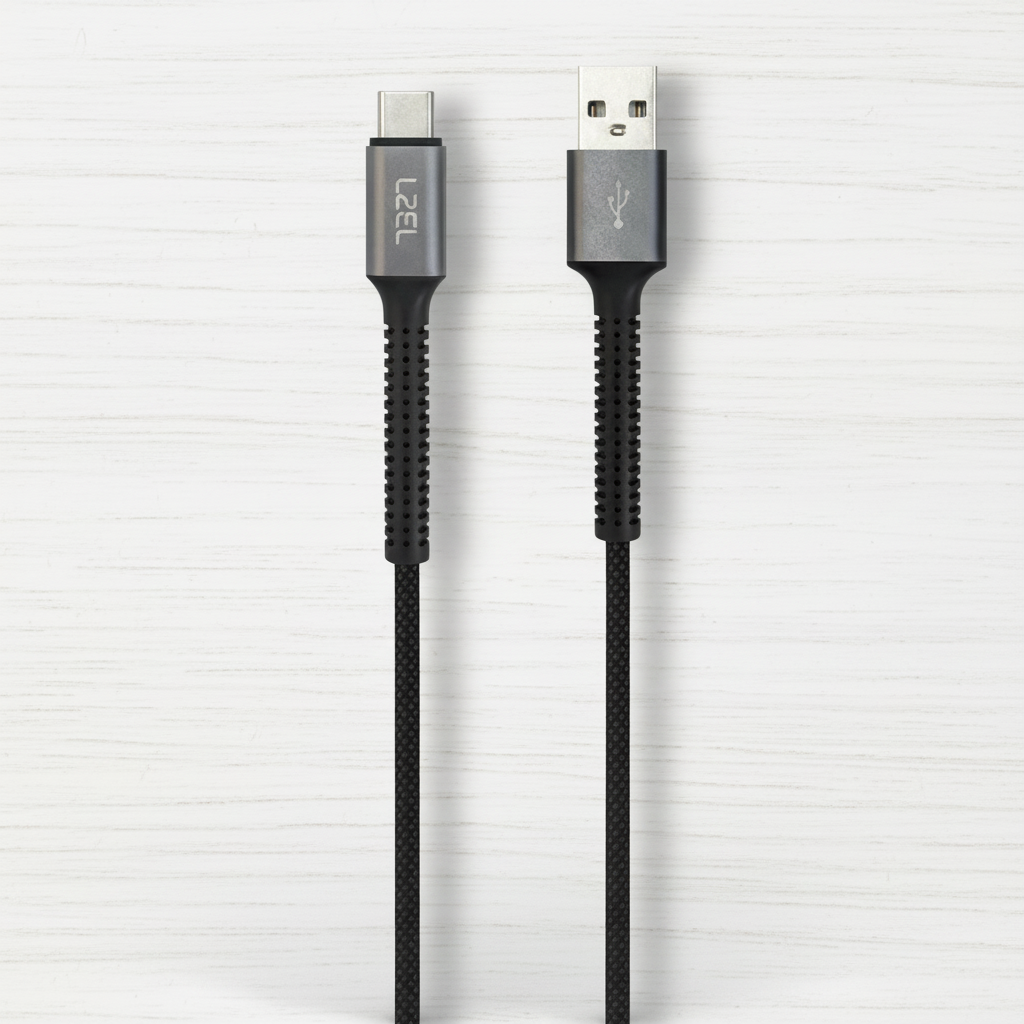 LZEL Celeris Power Ac Fabric Braided USB-A to USB-C Cable 1.2m | Black