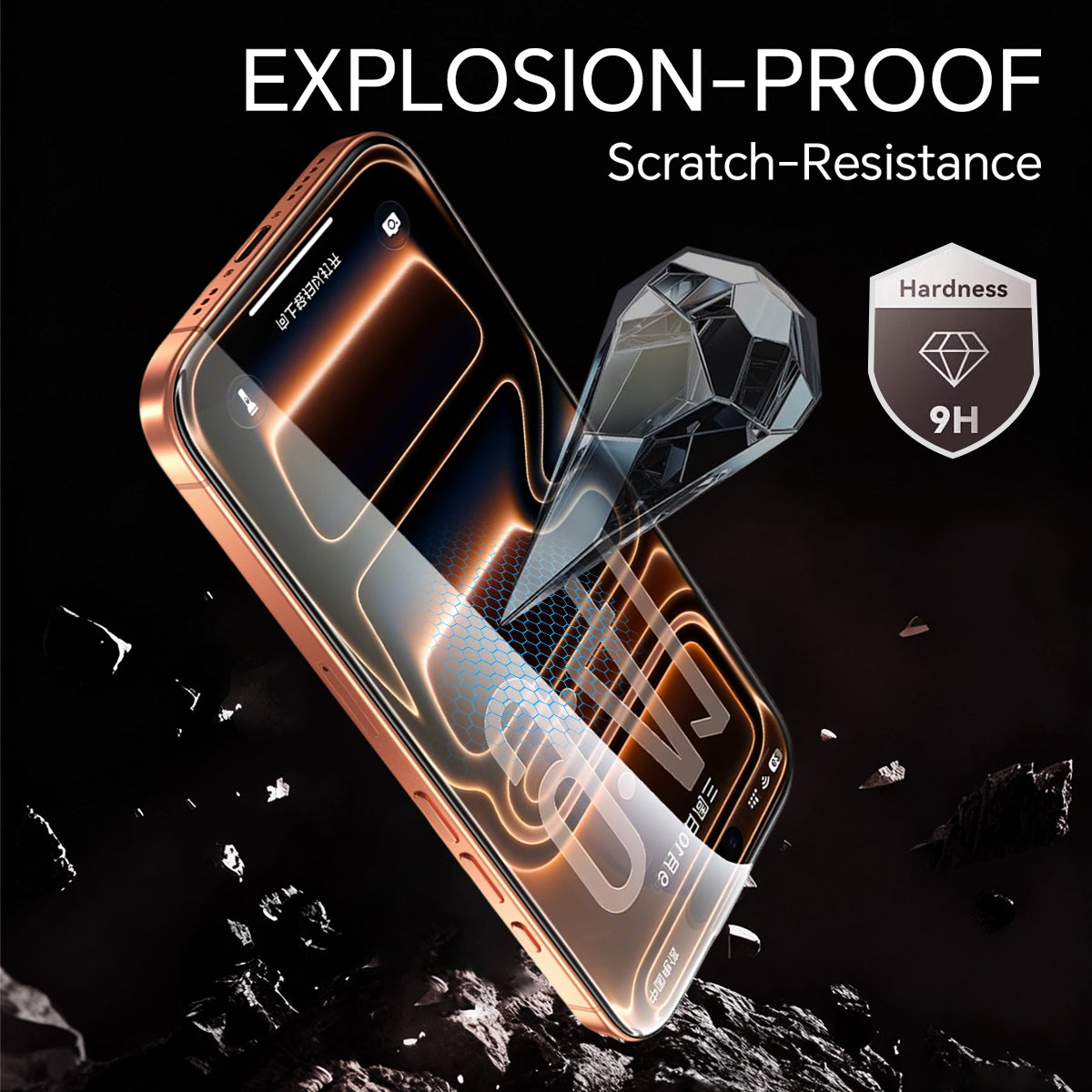 Asli Global E-Touch Shield Premium Glass With Applicator for iPhone 17 Pro Max | Clear