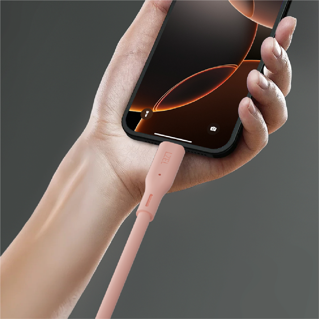 LZEL Celeris Silox CXL Soft Silicone USB-C to USB-C Cable, 480Mbps, 240W Max, 1m | Pink