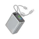 باور بانك من Lzel Neurovolt 15K PD 45W مع كابلات USB-C وLightning | فضي