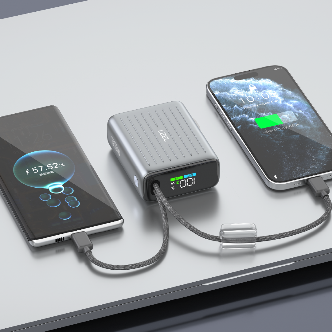 LZEL Neurode 10K Pd 35W Mini Power Bank Pd3.0 & Qc3.0 | Usb-C Cable & Lightning Cable | Gray
