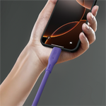 كيبل من Lzel نوع USB-A إلى USB-C 2.0، نقل بيانات بسرعة 480Mbps، طاقة 5V 3A، غلاف سيليكون سائل ناعم، هيكل TPE، طول 2 متر | بنفسجي