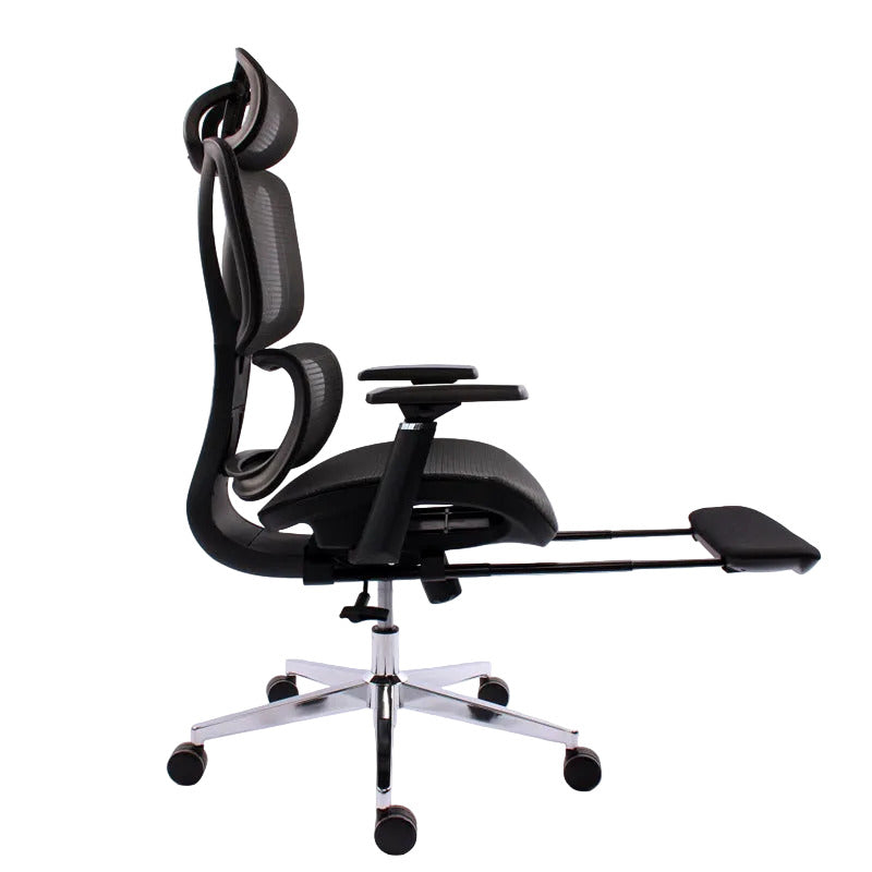 Black Bull Mesh Office and Gaming Chair with Footrest | Black