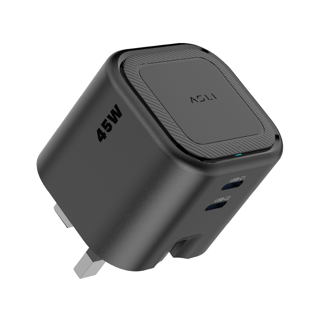 Asli  Global Powercore Dual 45 Gan Dual-Port Usb-C Fast Charger | Black