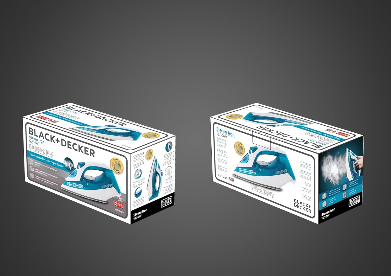 مكواة بخار X1575-B5 من Black & Decker قوة 1600 واط قاعدة سيراميك | أبيض وأخضر