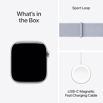 Apple Watch Series 10 - 46mm - GPS - Silver Aluminium Case - Sport Loop | Blue Cloud